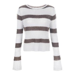 wana try羊毛马海毛镂空设计感蓝咖色上衣2025早秋新款女款毛衣