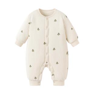 babylove婴儿夹棉连体衣冬季纯棉保暖宝宝哈衣加厚棉服奔向山野