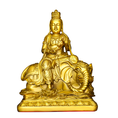 黄铜铜文殊普贤摆件中式家用