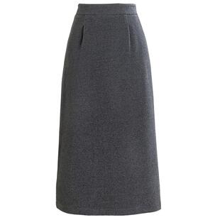 灰色毛呢半身裙秋冬女2025新款通勤中长款直筒裙子冬季加厚款筒裙