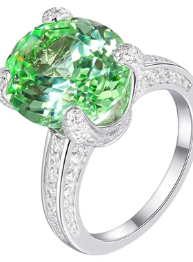VISING培育绿色蓝宝石【国检】阿富汗薄荷绿碧X效果戒指10ct左右