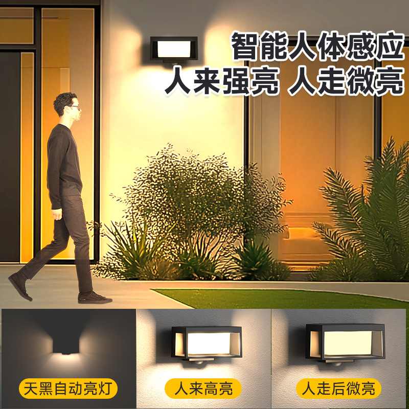2025新款太阳能壁灯感应庭院灯景观户外灯墙壁花园别墅LED围墙