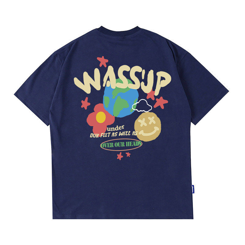 WASSUP笑脸星球重磅短袖T恤情侣