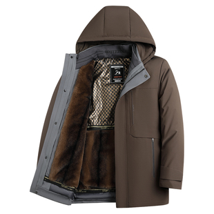 啄木鸟男士羽绒服加绒内胆中老年爸爸外套男装冬季新款鹅绒保暖