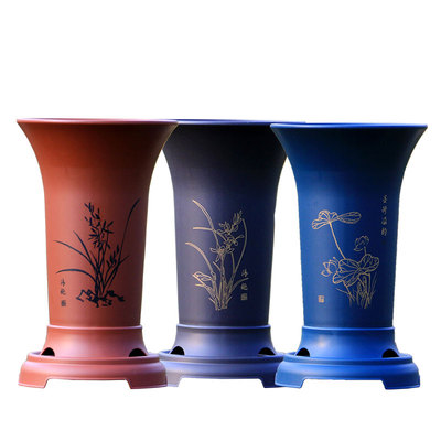 树脂仿紫砂古风兰花盆防摔耐刮