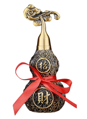 27cm纯黄铜金钱葫芦家用大摆件