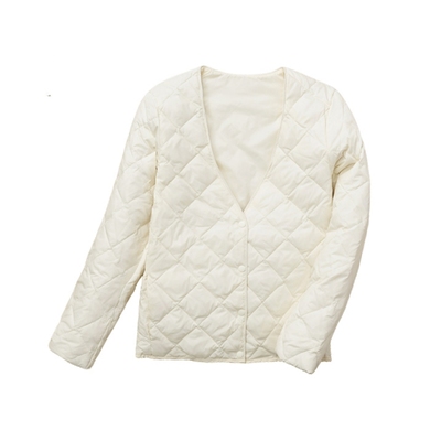 白鸭绒短款4层轻薄羽绒服V领