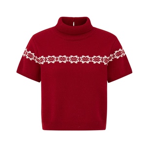 【宋小恩宋正恩 ~】lldc短袖针织衫红色毛衣女秋冬圣诞氛围感上衣