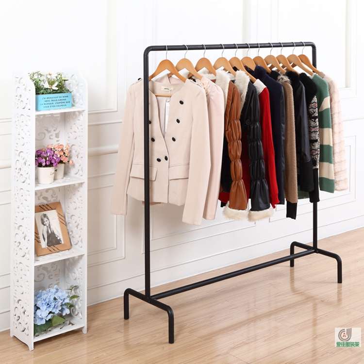 阳台晾衣杆落地单杆式固定简易晾衣架升降卧室内晾晒衣架折叠加厚