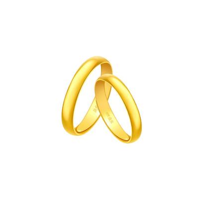 周大生黄金戒指男女情侣婚戒活口素圈对戒送女友老婆节日生日礼物