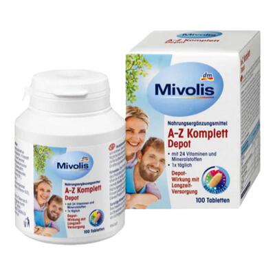 欧洲直邮Mivolis复合维生素A-Z100片B族b2b12综合ad维c多种矿物质