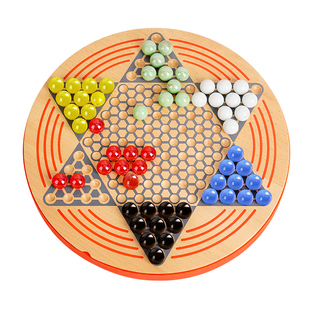 高档木质跳棋玻璃球大人版弹珠跳跳棋大号儿童小学生益智玩具跳子