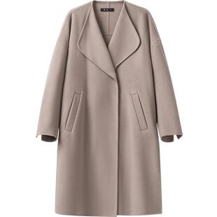 播 bo 商场同款慵懒风羊毛呢大衣女24冬新长款外套BDR4AD2732