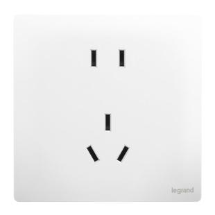 罗格朗开关插座面板86型暗装一开USB多孔五孔未莱陶瓷白16a空调插