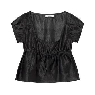 GIMAGUAS X LOOKNOW2025年秋季新款灰色方领半袖T恤