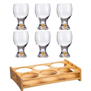 金箔水晶玻璃啤酒杯家用创意扎啤杯子大号轻奢高档家用杯架套装