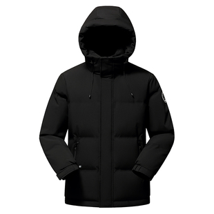 老人头羽绒服中青年男士秋冬新款短袖冬季休闲保暖防寒鸭绒外套潮