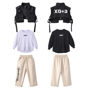 儿童街舞潮服套装popping裤子马甲卫衣长袖套装嘻哈酷炫演出服