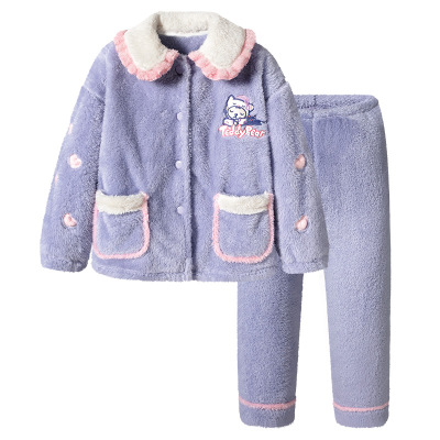 三枪家居服套装女童双面绒