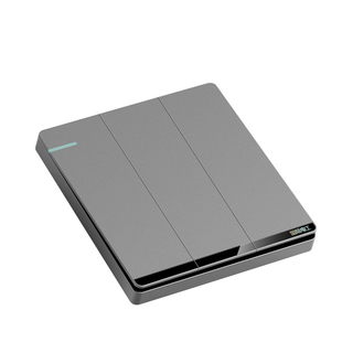 国际电工磨砂灰色三开双控开关面板86型暗装家用3开三位三联三控