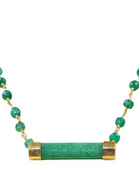 纯银黄金填充女原始祖母绿项链