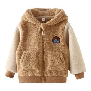 儿童加绒外套2025新款秋冬装男童颗粒绒上衣加厚女童羊羔毛童装潮