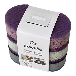 加厚高密度彩色洗碗海绵刷三支装不沾油锅刷双面厨房洗碗擦百洁布