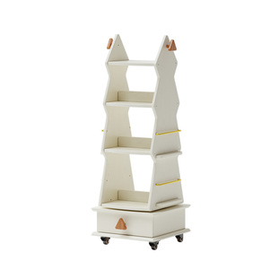 客厅实木书架可移动旋转儿童多层收纳绘本架小户型落地展示置物架