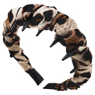豹纹洗脸发箍带齿防滑正反两戴头箍碎发卡高颅顶不勒头女士压发捆