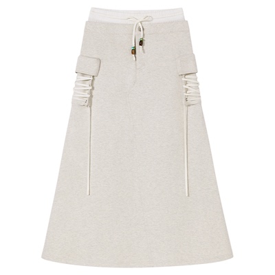 PSO Brand女装【假两件】MIU系复古双腰头针织A字半身长裙百搭秋