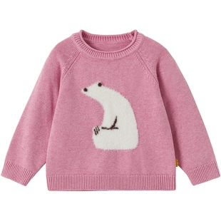 【新品】papa爬爬冬季宝宝羊绒衫仿貂毛动物造型男女宝加厚毛衣