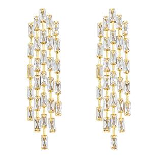 Exhibition/览物馆冷淡风锆石流苏金色耳环女气质长款显脸瘦耳钉