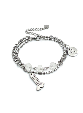 CRIVLA国潮牌机械重工扳手圆牌手链学生情侣款双色白串珠嘻哈手环