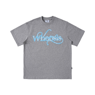 WHOOSIS（不知其名）浪漫字体幻影logo短袖T恤夏季情侣校园男女潮