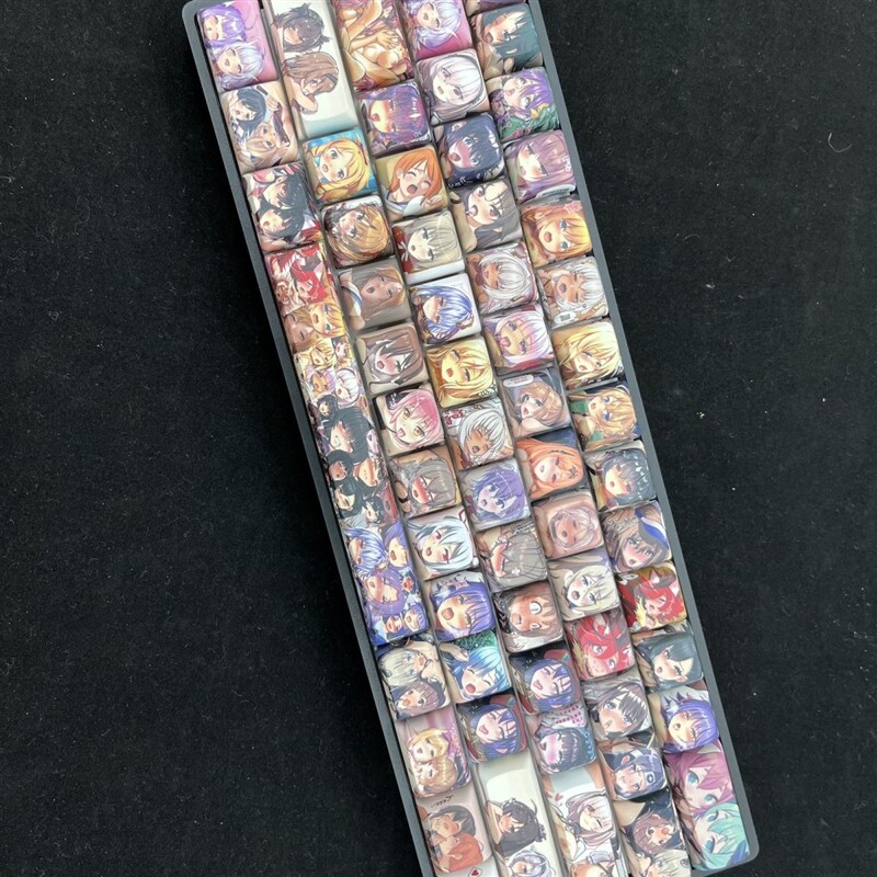 秋梨梨二次元五面热键华pbt动漫可爱键帽盘械升机键帽108键