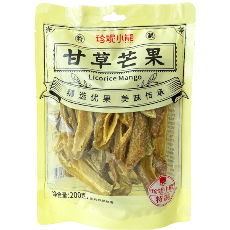 珍妮小熊甘草芒果干条咸甜休闲袋芒果干