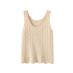 Z.M.R 柔美肌理感 baby山羊绒衫女提花吊带背心内搭低圆领打底衫