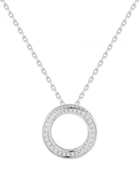 Witther小众设计密镶立体漩涡环圈项链925银高级感满钻圆环锁骨链