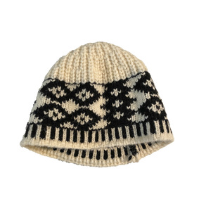 复古拼色菱形格子针织毛线帽女2025年秋冬显脸小包头冷帽保暖帽子