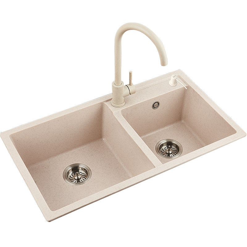 花岗岩水槽双槽一体手工大号洗碗池厨房加厚石英石洗菜盆套餐