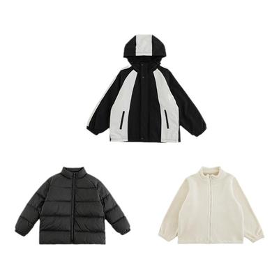 幼悠男童2025新款拼色连帽冲锋衣羽绒服冬季可拆卸三件套杜邦三防