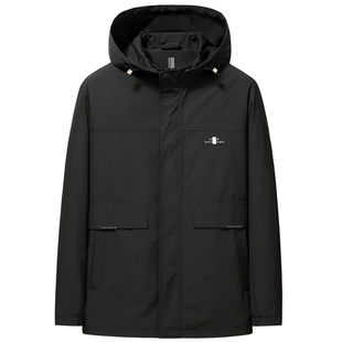 圣得西男士可拆卸连帽工装夹克2025年冬季新款中青年百搭茄克外套