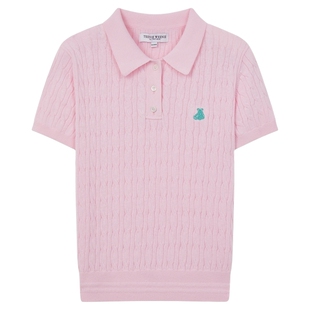 【元气轻织】TeenieWeenie小熊女装26夏季绞花POLO短袖T恤针织衫