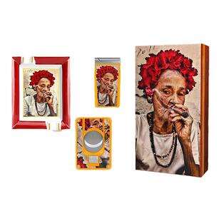 ELIE BLEU艾娃系列限量雪茄专用雪茄剪刀保湿盒烟灰缸套装工具