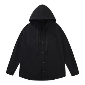 丛林老虎美式刺绣Logo连帽长袖衬衫男女春秋季潮牌休闲衬衣外套