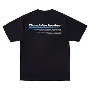 DoubleDealer重磅短袖t恤男休闲印花纯色潮牌圆领情侣上衣女宽松