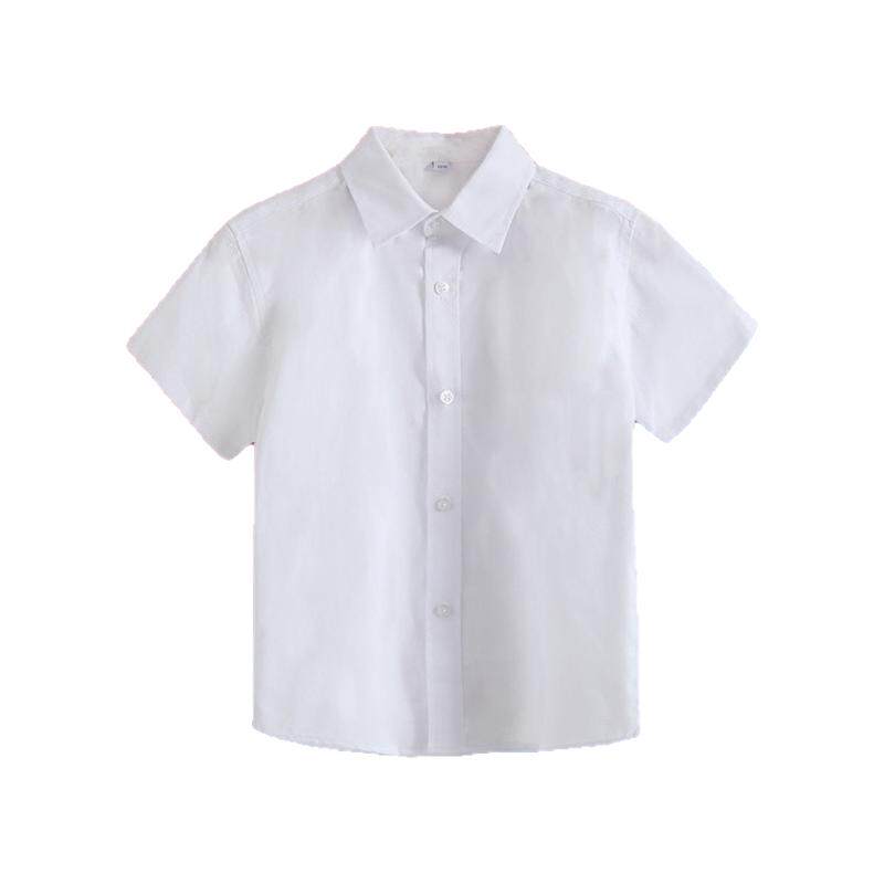 儿童白衬衫男孩女童长袖棉白色衬衣半袖中小学生校园校服表演服装