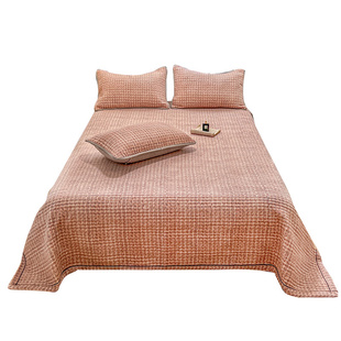 加厚款牛奶绒夹棉床盖三件套复古床褥子炕盖榻榻米床盖单件冬季暖