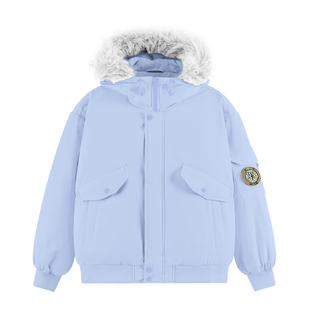 SRME徽章标保暖防寒90白鸭绒防风户外骑行短宽工装夹克外套羽绒服