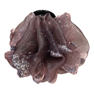 轻奢优雅流沙钻网纱云朵抓夹女高级感后脑勺显发量中号鲨鱼夹发夹